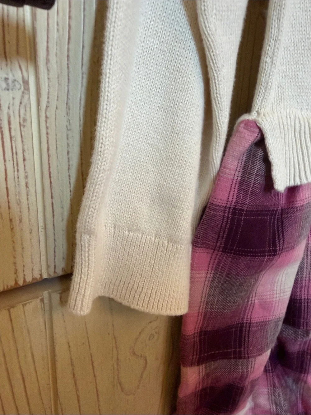 GAP Cream Sweater Dress with Pink & Purple Plaid Skirt- Never Worn